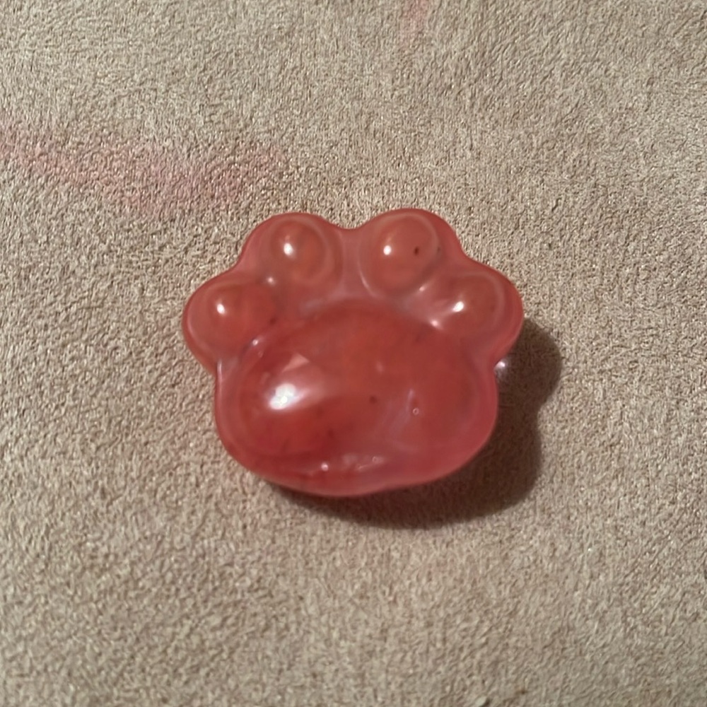 Red and pink peach color paw shaped